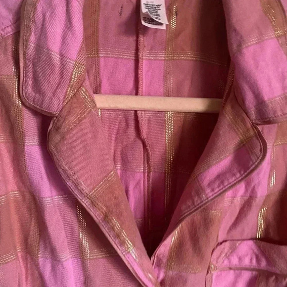 Victoria’s Secret Flannel Tie Romper Cherry Plaid Gold Trim Y2K Loungewear S - Picture 9 of 13